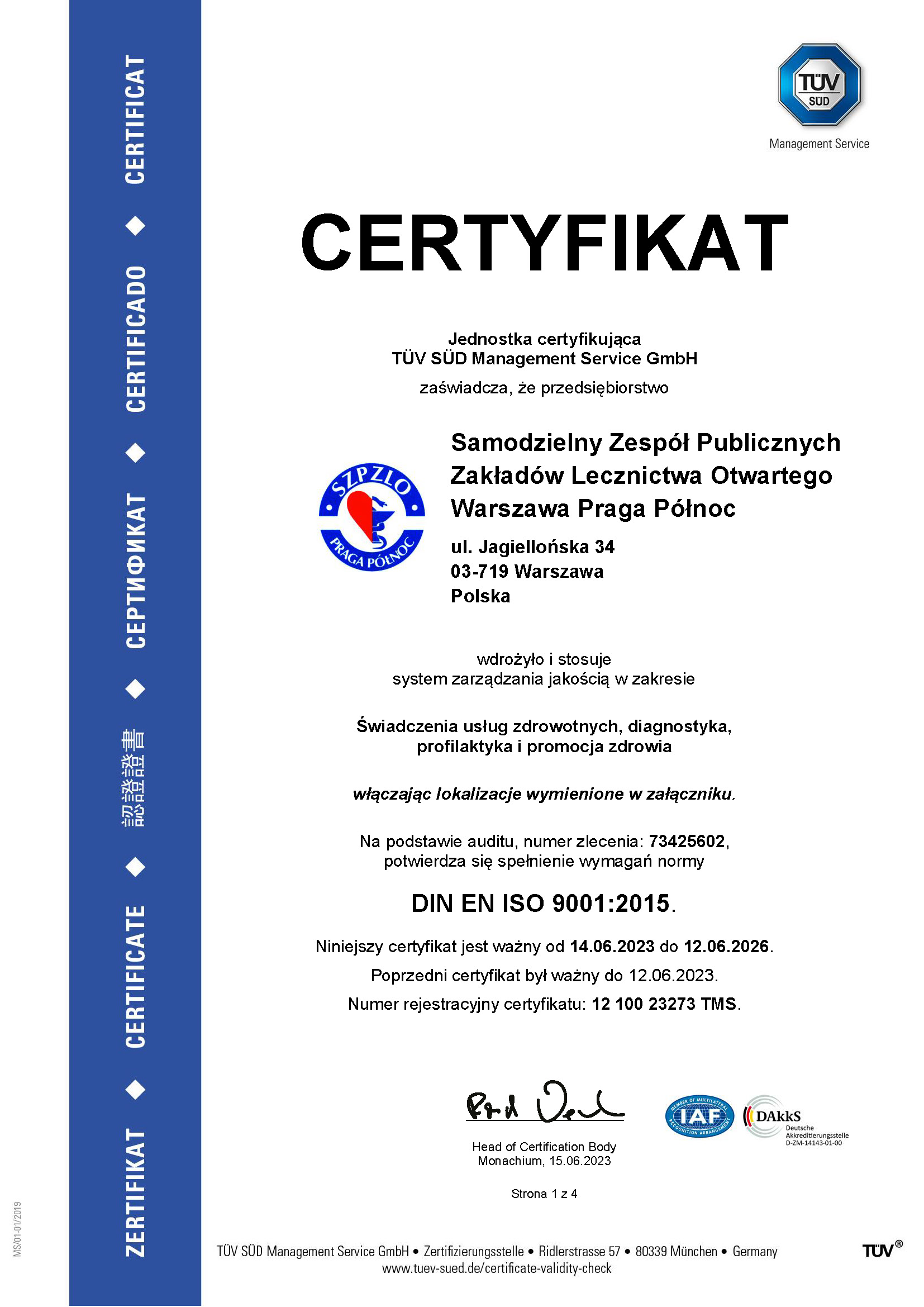 Certyfikaty Iso 9001 27001 14001 Ohsas 18001 Portal Szpzlo Warszawa Praga Północ 0504